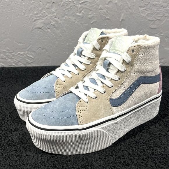 🔥 VANS Sk8 Hi Tapered Stackform Suede/Sherpa Shoes Platform Women Sz 5 - PERFEC - Picture 1 of 15